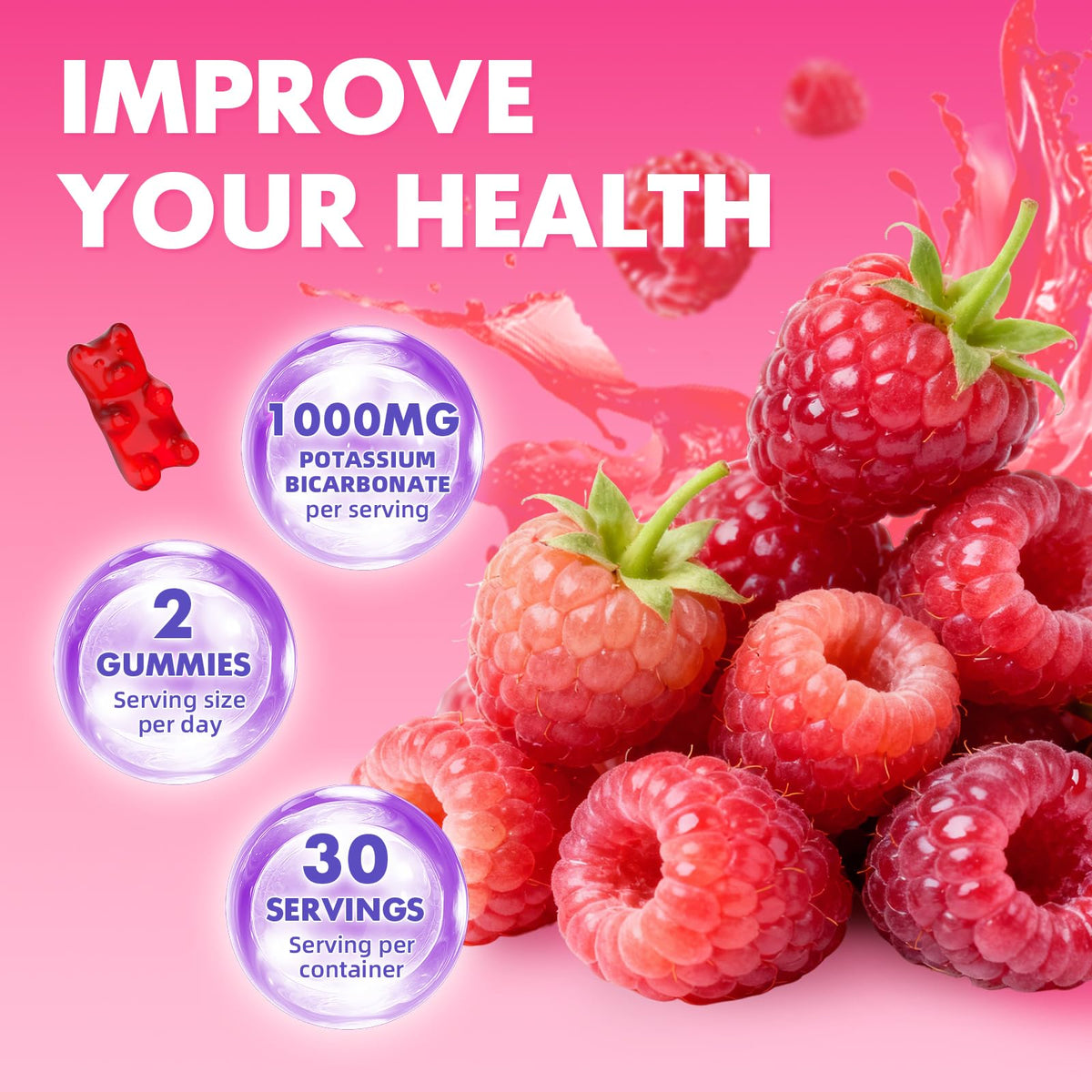 Gummies de potassium GrnLife, présentation avec plusieurs gummies sur une table