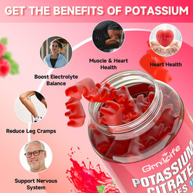 Gummies de potassium GrnLife, présentation sur une table