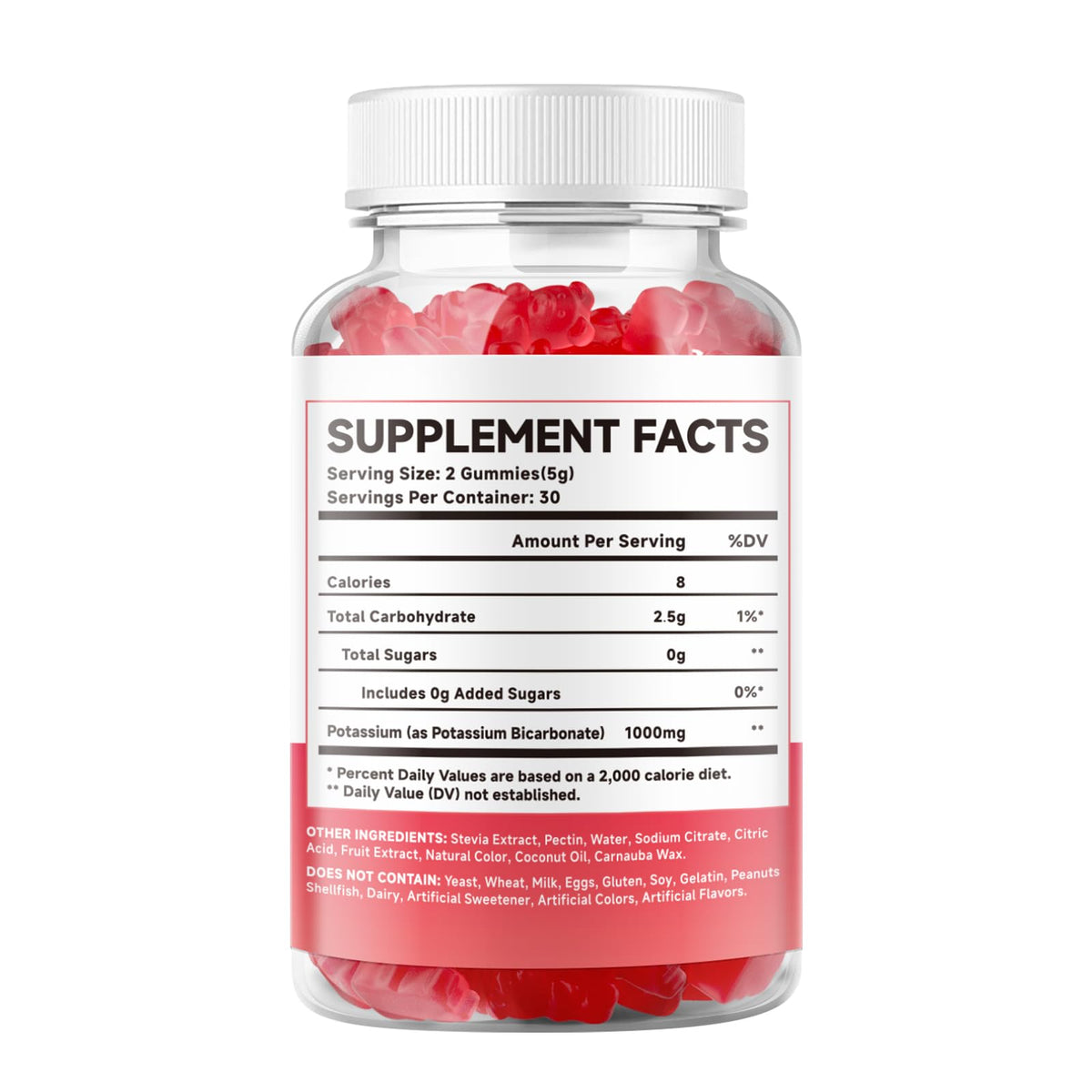 Gummies de potassium MEENCCD 1000mg avec étiquette