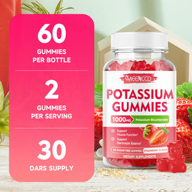 Gummies de potassium MEENCCD 1000mg sur une table