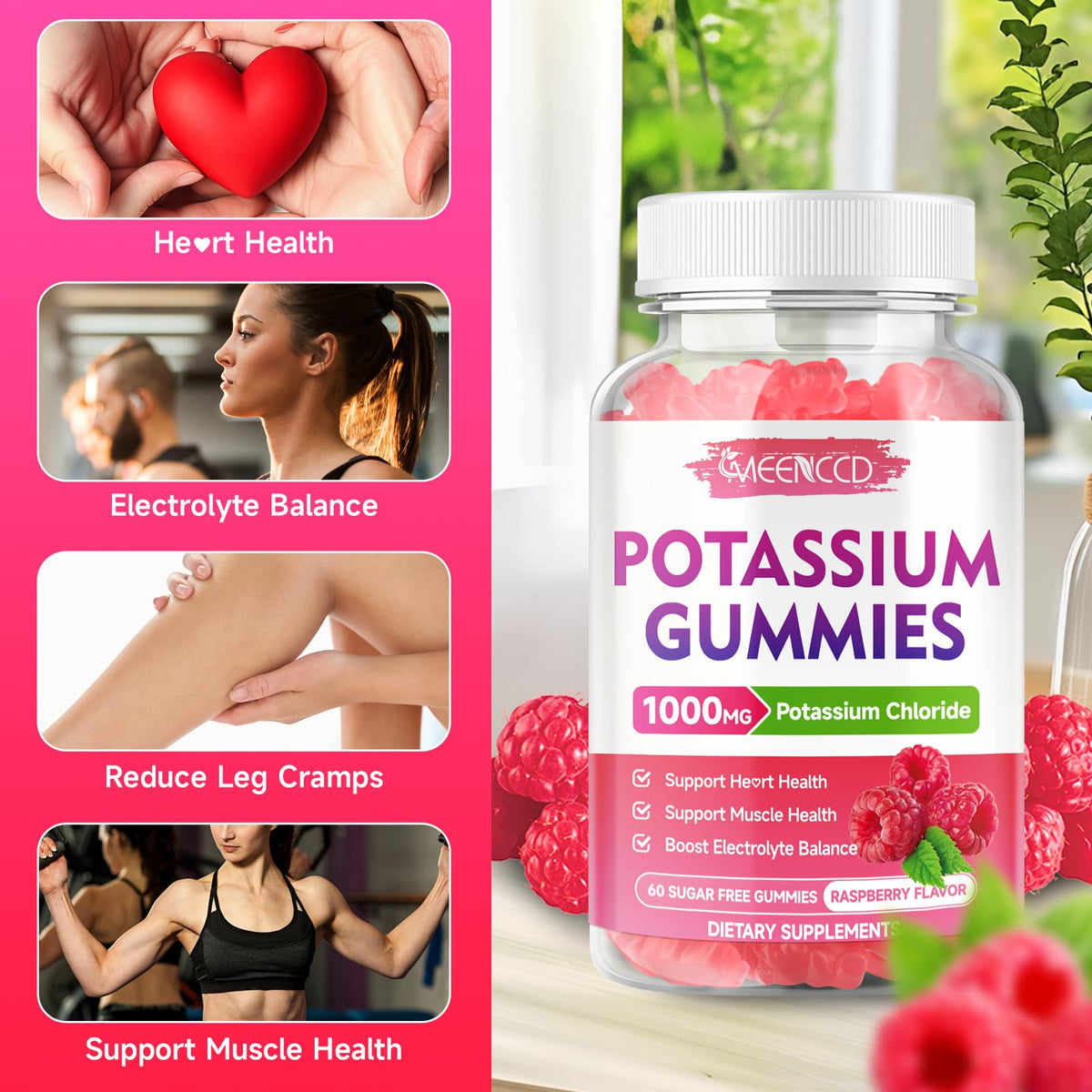 Gummies de Potassium MEENCCD 60 unités avec une main
