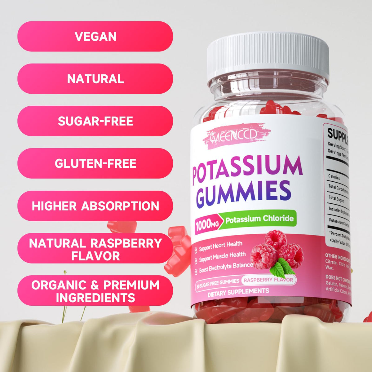 Gummies de Potassium MEENCCD 60 unités ouvertes