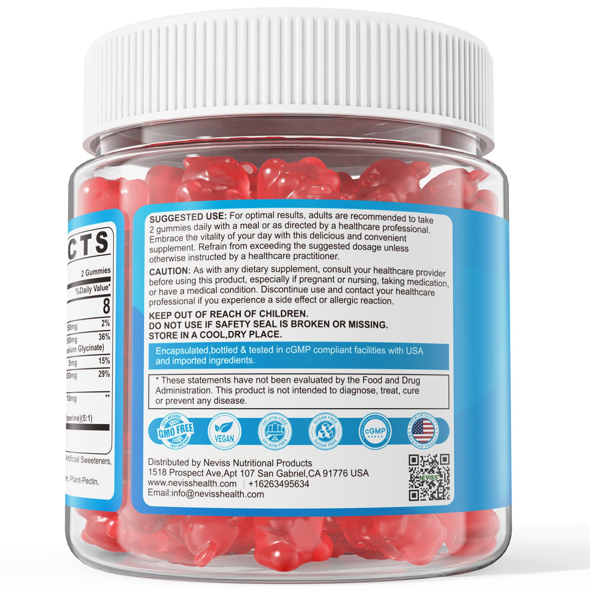 Gummies de potassium NEVISS avec des ingrédients naturels en arrière-plan