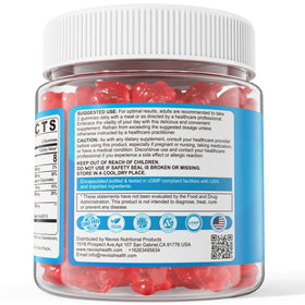 Gummies de potassium NEVISS avec des ingrédients naturels en arrière-plan