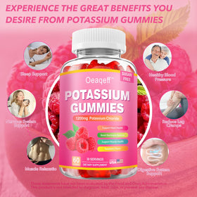 Gummies de Potassium Oeaqeff au goût framboise, emballage ouvert