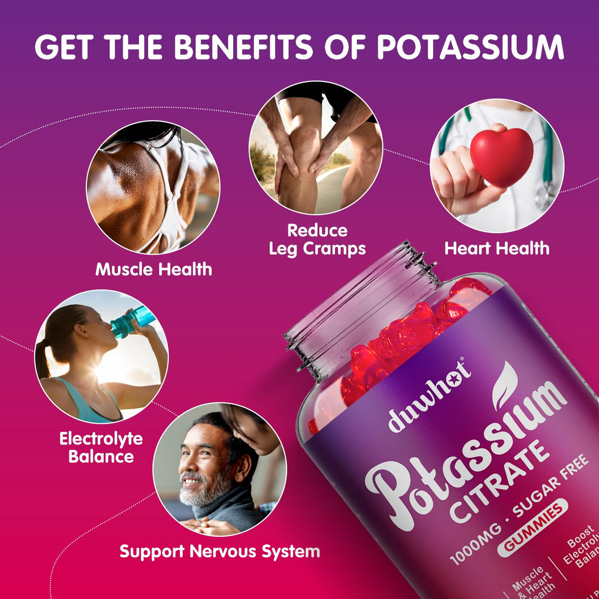 Gummies de potassium ouvertes, montrant leur texture moelleuse