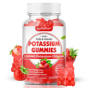 Gummies de potassium softbear 1200mg, saveur fraise, vue de face