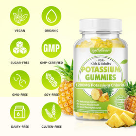 Gummies de potassium softbear 1200mg sur une table