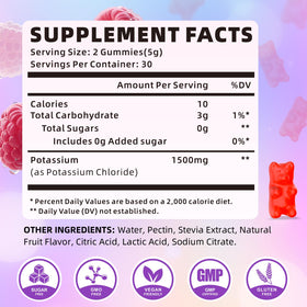Gummies de potassium XIAAN, vue de côté avec dosage