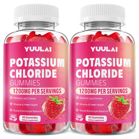 Gummies de Potassium YUULAI 1200mg en pot, saveur framboise