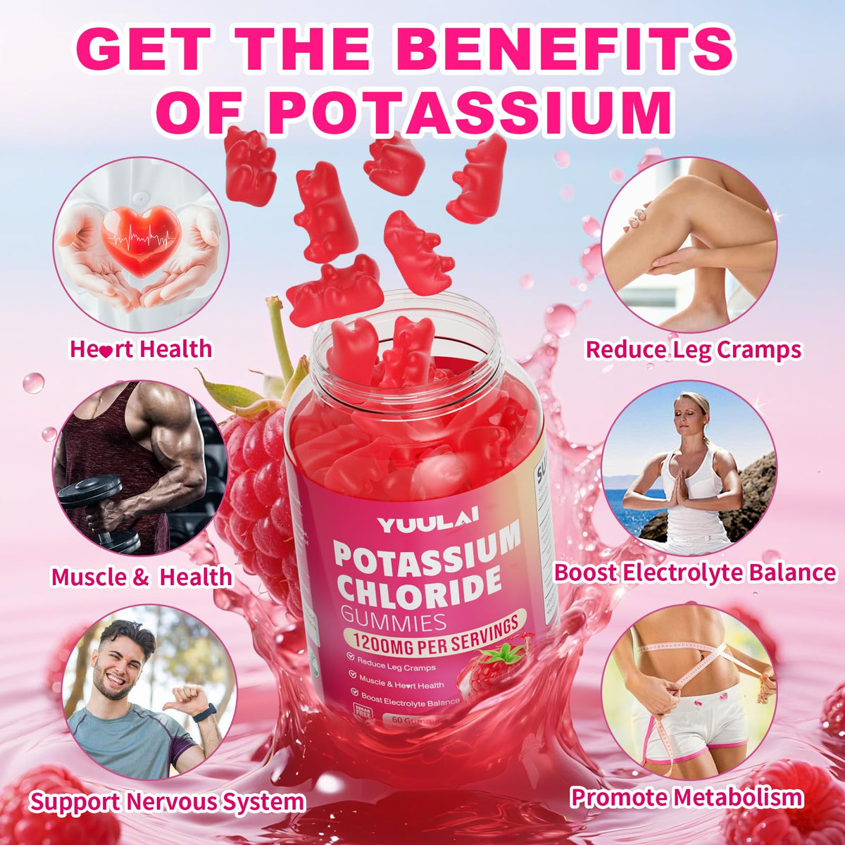 Gummies de Potassium YUULAI avec étiquette des ingrédients