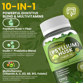 Gummies de Psyllium et Fibres Aube'Azur, présentation des gummies sur une table