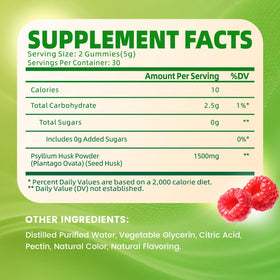 Gummies de psyllium GrnLife à la framboise, présentation des gummies