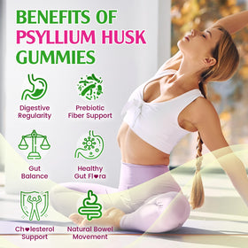 Gummies de psyllium GrnLife, étiquette avec ingrédients et dosage
