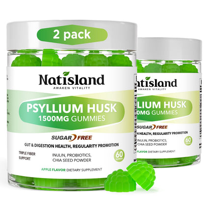 Gummies de psyllium NATISLAND 1500mg en pot, vue de face