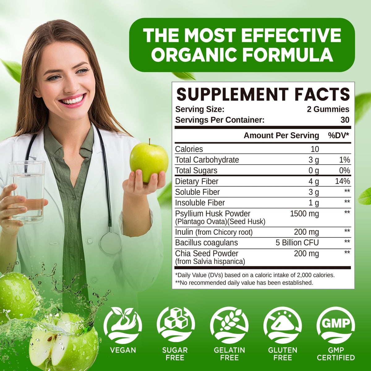 Gummies de psyllium NATISLAND avec goût de pomme