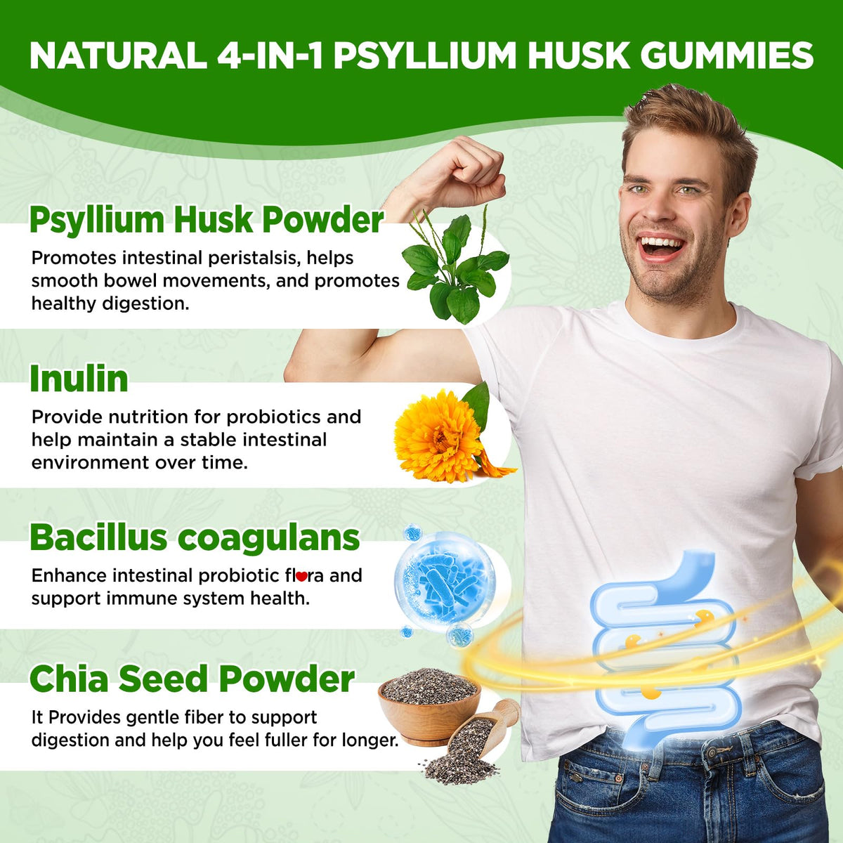 Gummies de psyllium NATISLAND en gros plan