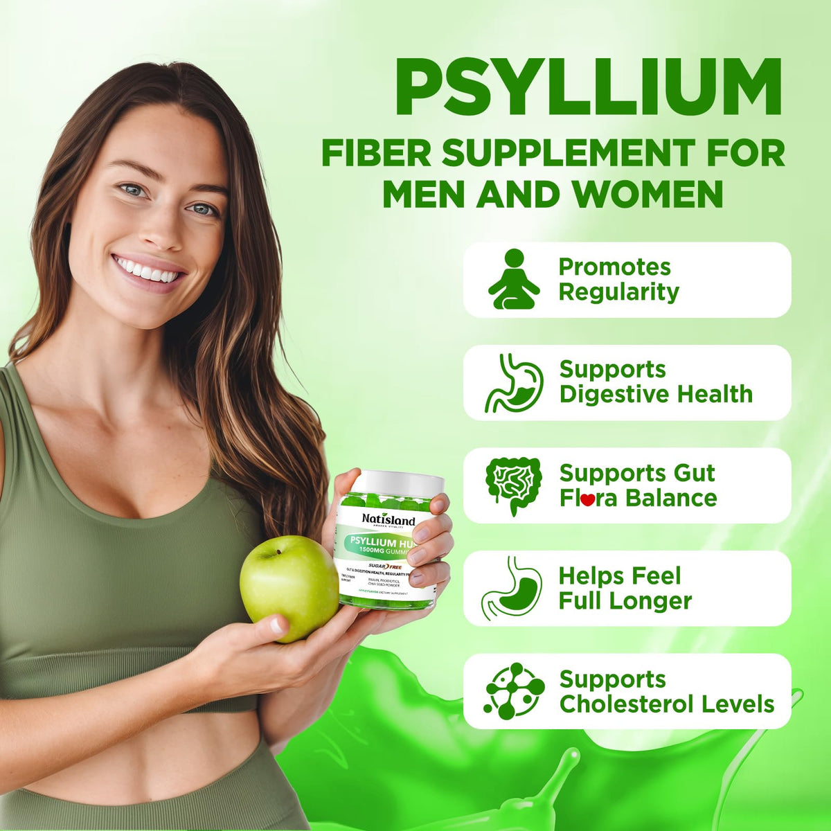 Gummies de psyllium NATISLAND sur une table