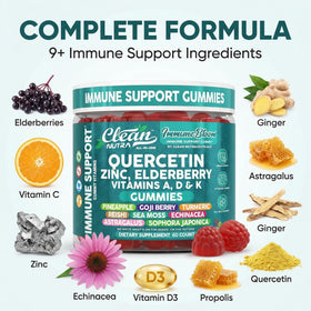 Gummies de quercétine et sureau Clean Nutraceuticals ouverte avec gummies visibles