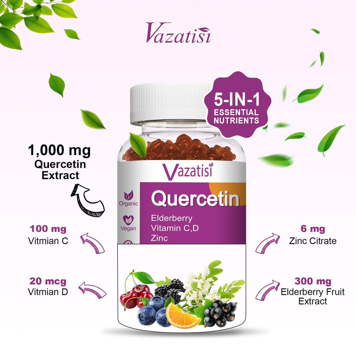Gummies de Quercétine Vazatisi en gros plan