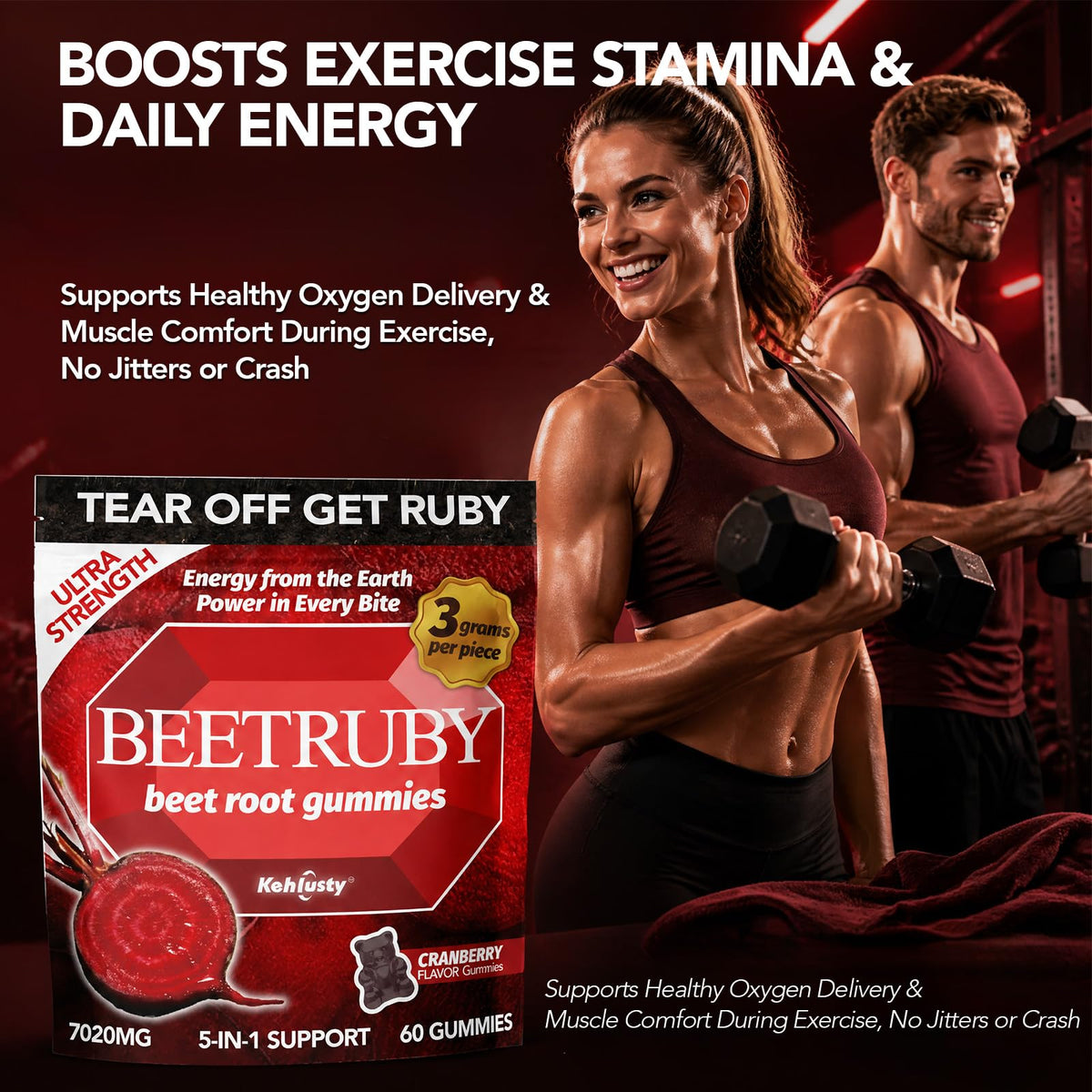 Gummies de racine de betterave KEHLUSTY dans une main