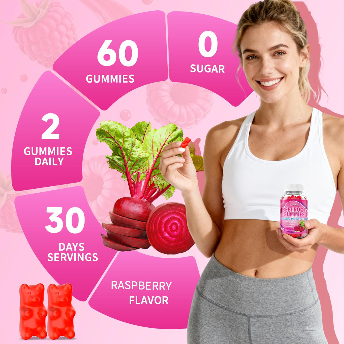 Gummies de racine de betterave XIAAN, affichage en mode lifestyle