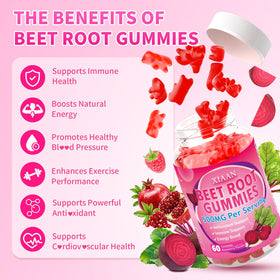 Gummies de racine de betterave XIAAN avec une cuillère à côté