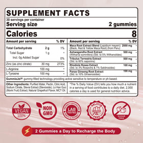 Gummies de racine de maca NEVISS, vue de haut avec étiquette