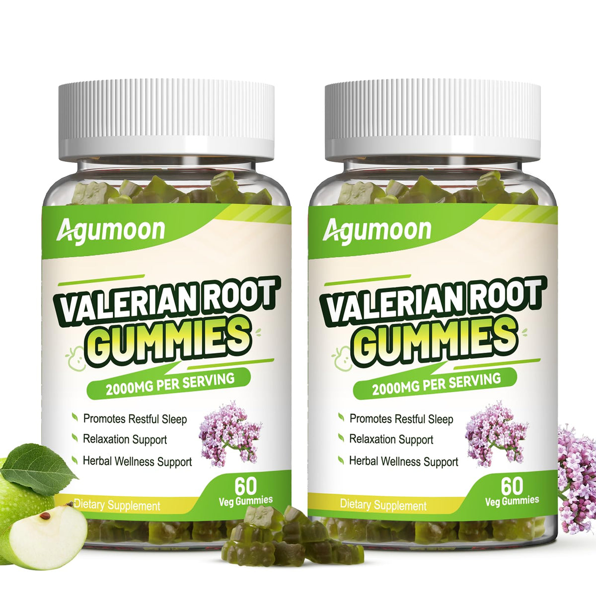 Gummies de racine de valériane Agumoon 2000mg 120 unités vue de face