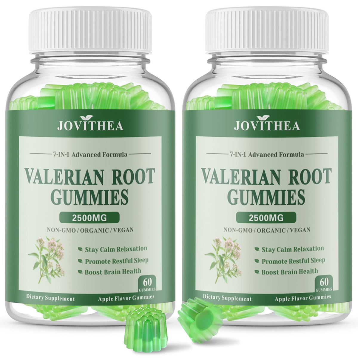 Gummies de racine de valériane bio JOVITHEA, 120 pièces, packaging avant
