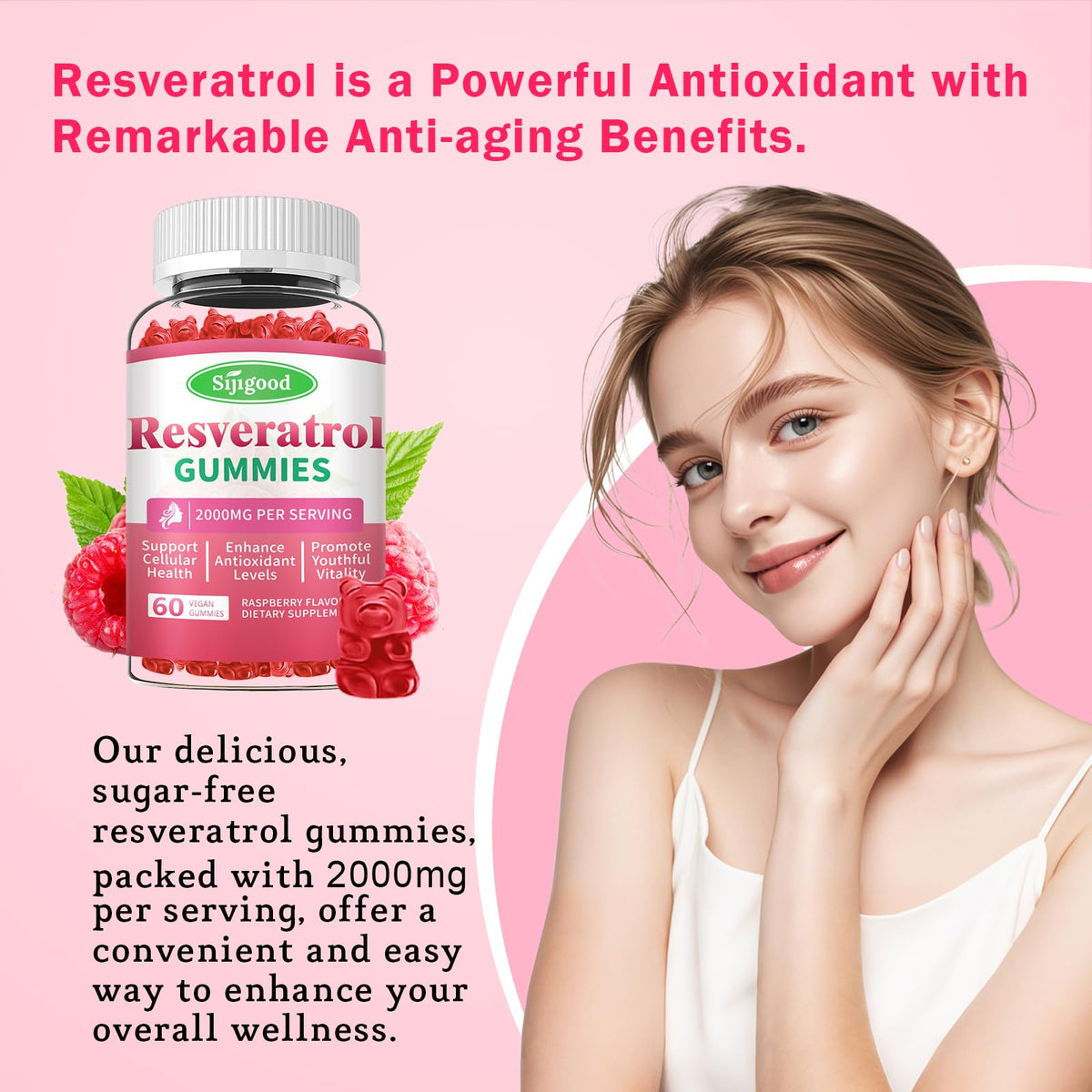 Gummies de resvératrol bio Sijigood avec des ingrédients naturels