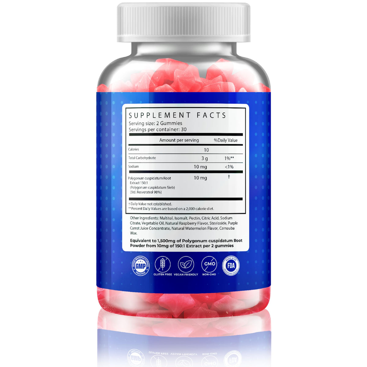 Gummies de Resvératrol Gusevit, vue de côté