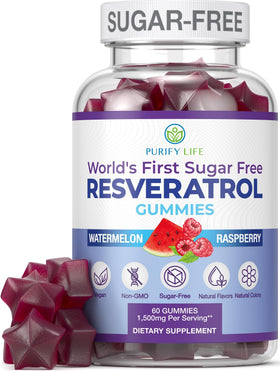 Gummies de resvératrol Purify Life 60 ct avec emballage coloré
