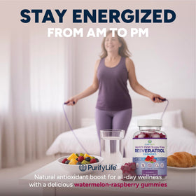 Gummies de resvératrol Purify Life avec une boîte ouverte
