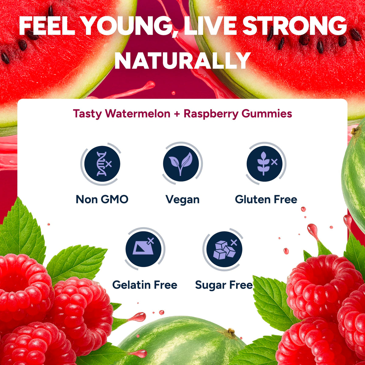 Gummies de resvératrol Purify Life en forme de cœur, vue de près