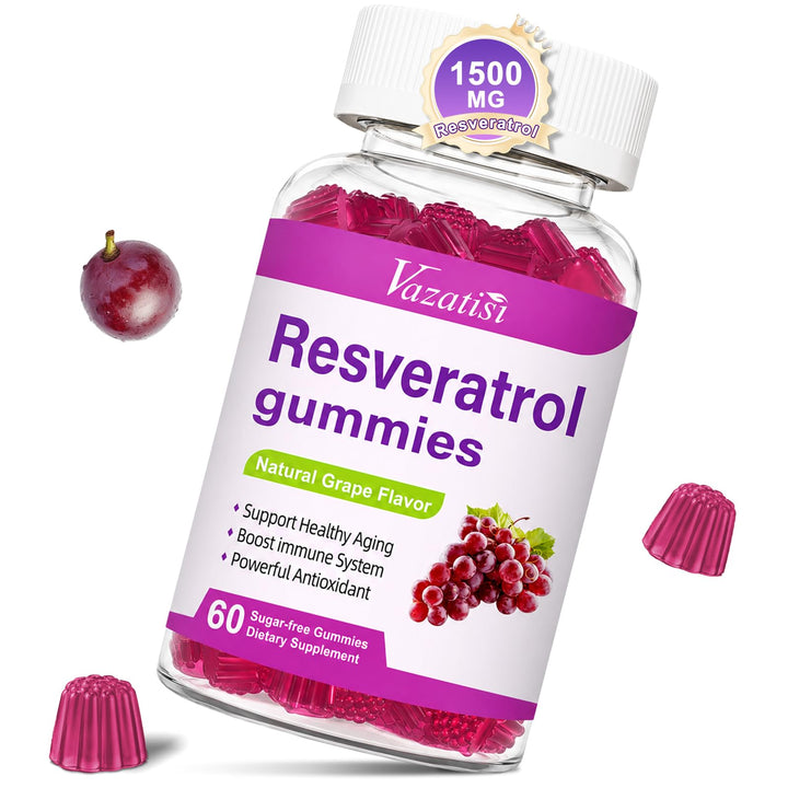 Gummies de resvératrol Vazatisi 98% en bouteille de 60 pièces