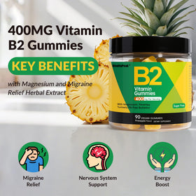Gummies de riboflavine VitalityPeak 400mg avec une cuillère à côté
