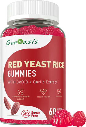 Gummies de riz rouge avec CoQ10 de Geeoasis, vue de face