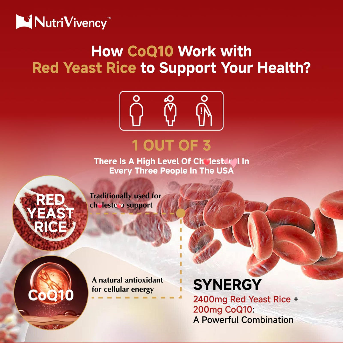 Gummies de riz rouge NutriVivency, prise quotidienne