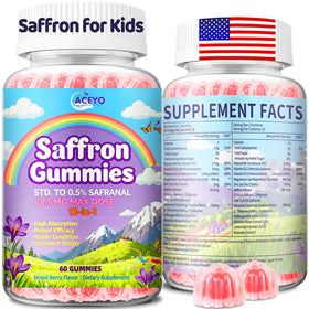 Gummies de Safran ACEYO 222g flacon avec étiquette colorée