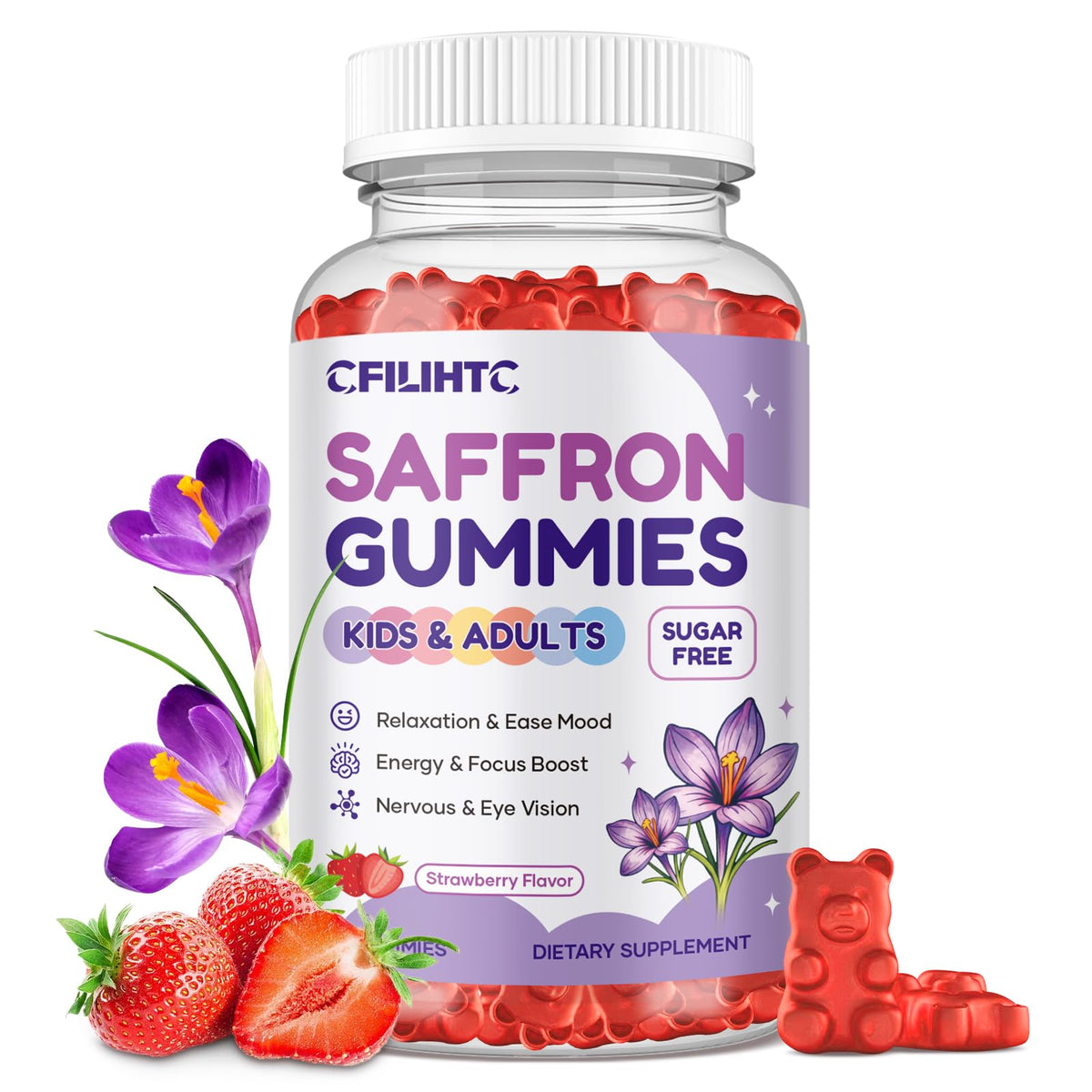 Gummies de Safran CFILIHTC 60 unités - Saveur Fraise, vue de face