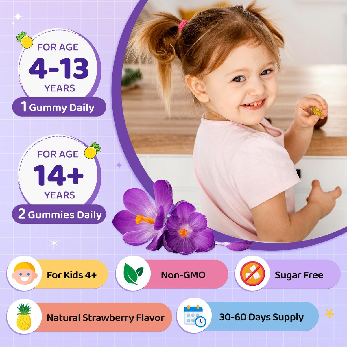 Gummies de safran CFILIHTC avec un enfant souriant