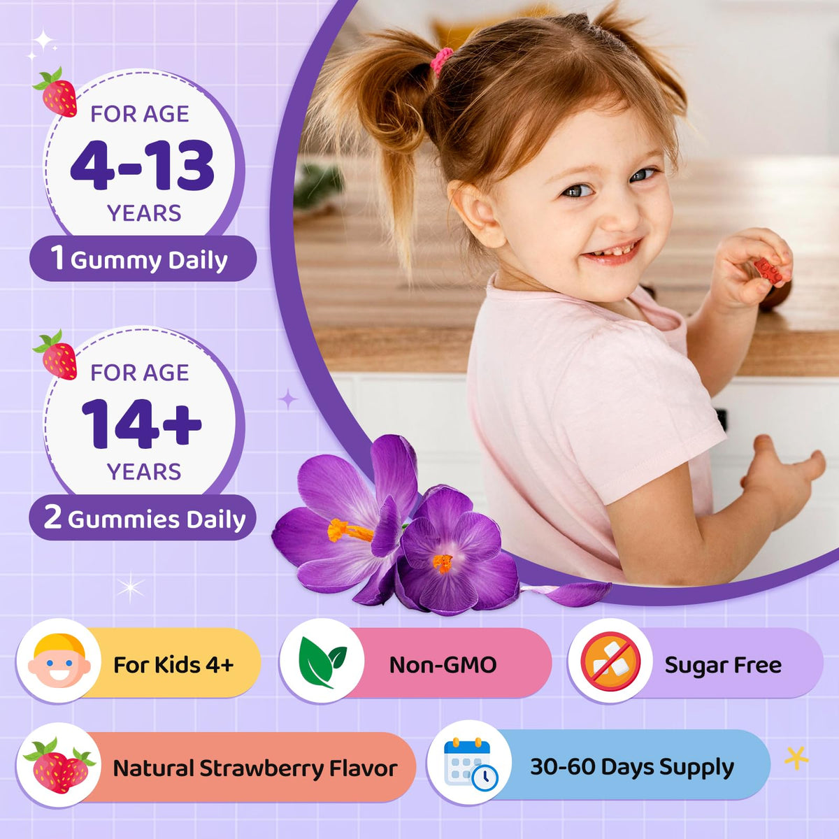 Gummies de safran CFILIHTC avec une fraise fraîche à côté
