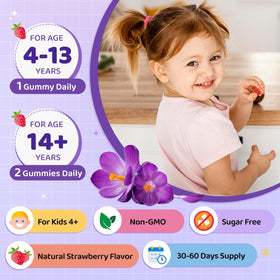 Gummies de safran CFILIHTC avec une fraise fraîche à côté