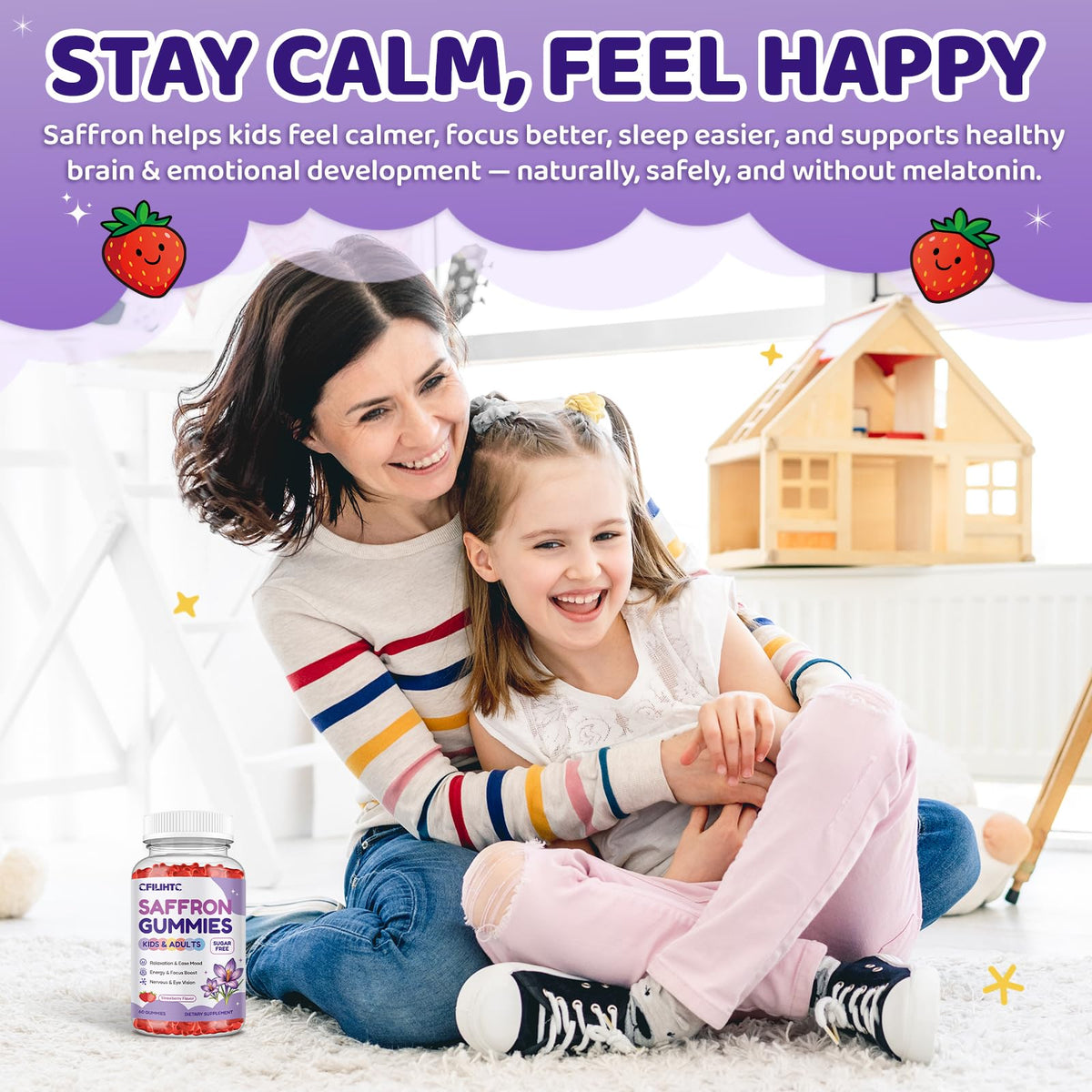 Gummies de safran CFILIHTC, échantillon sur fond blanc