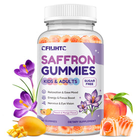 Gummies de Safran CFILIHTC, pot de 60 gummies au goût de pêche mangue