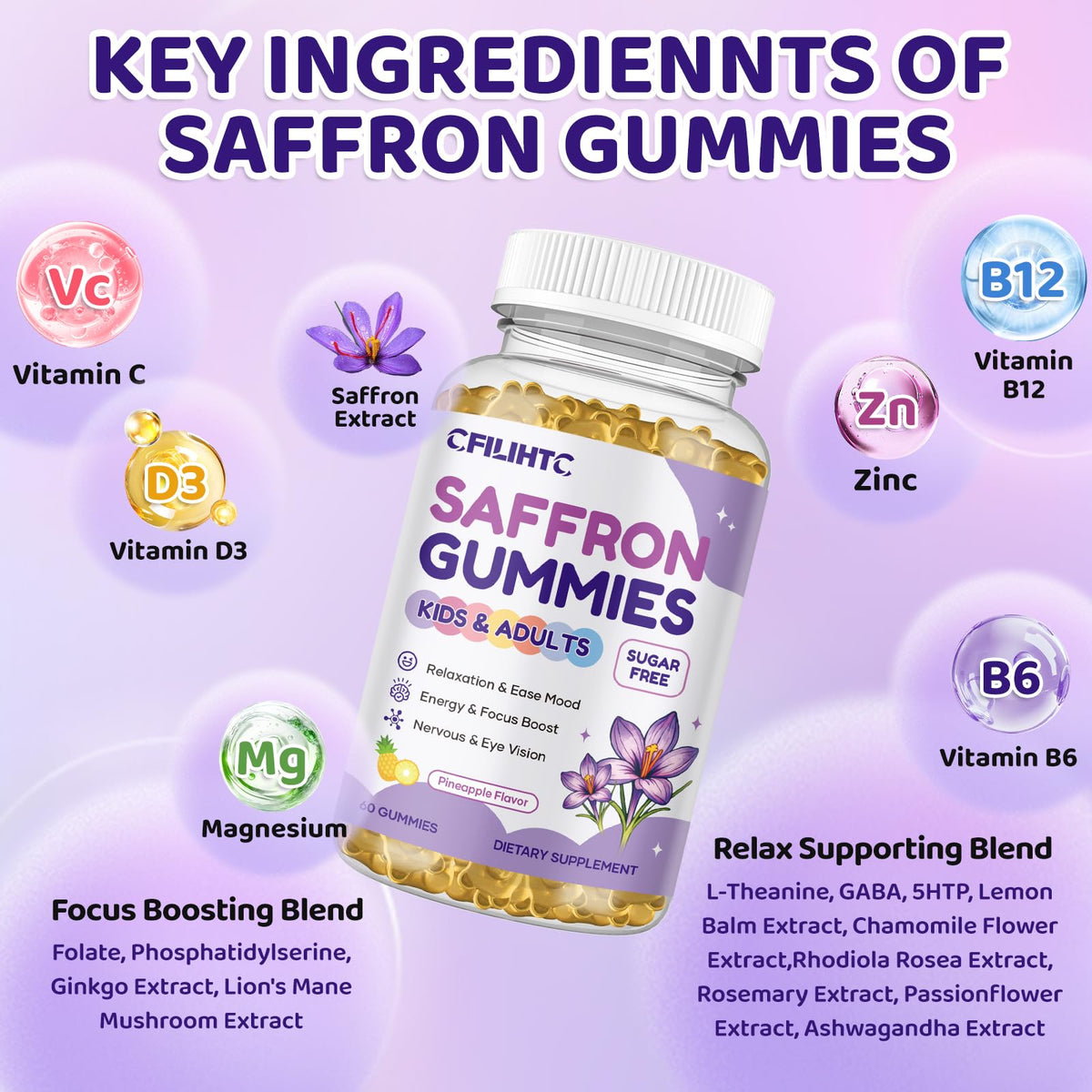 Gummies de safran CFILIHTC sur une table avec une ambiance familiale