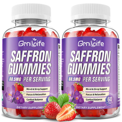 Gummies de safran GrnLife 88,5 mg vue de face avec emballage