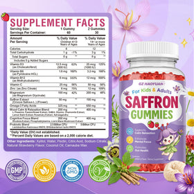 Gummies de Safran GZ HAOYUAN 100mg, emballage et contenu