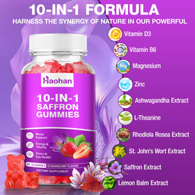 Gummies de safran Haohan, vue de dessus dans un bol
